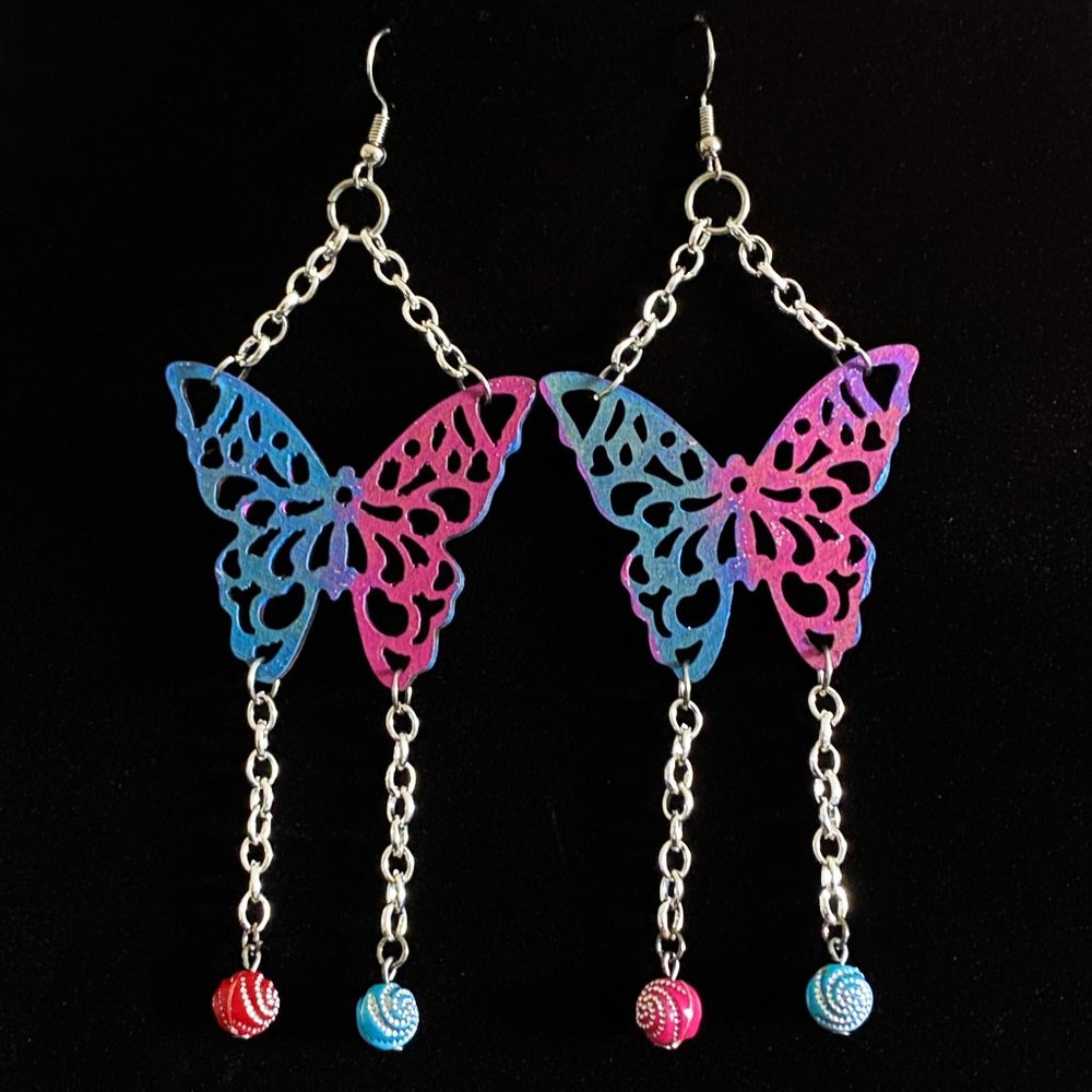 Handmade Handpainted Butterfly Earrings